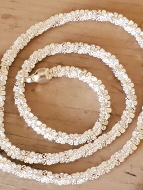 Sterling Silver Margarita Chain Diamond Mother of Pearl Pendant Necklace